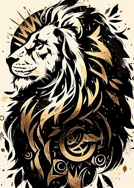 Lion Black and Gold Illustration