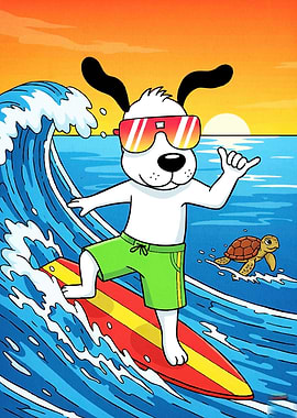 Surfing Dog Turtle