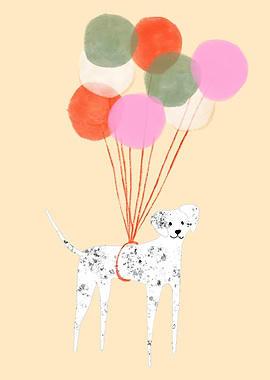 Dog with Balloons Digital Art