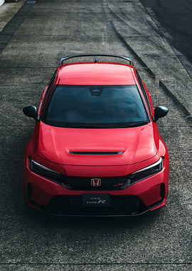 Red Honda Civic Type R Overhead Shot