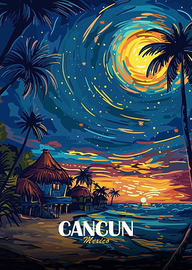 Cancun Mexico Tropical Beach Night