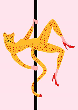 Cheetah Pole Dancer Illustration