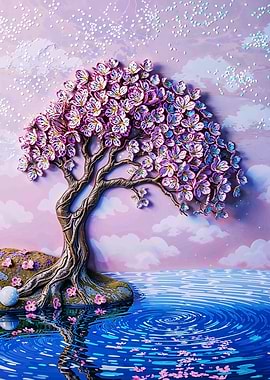 Cherry Blossom Tree by the Water