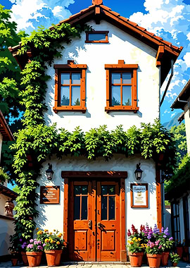 Charming European House with Floral Accents