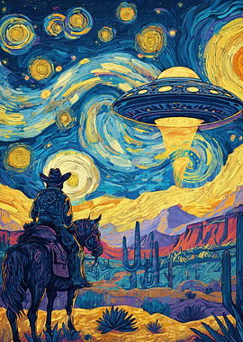 Cowboy, UFO, and Starry Night