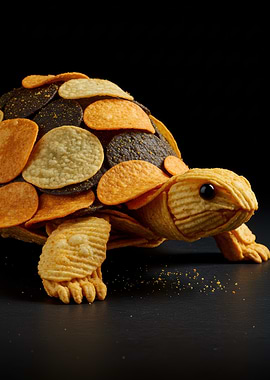 Turtle made of potato chips
