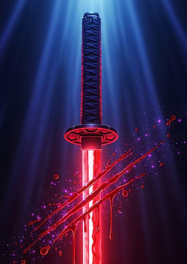 Glowing Katana with Blood