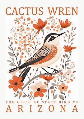 Cactus Wren Arizona State Bird Art