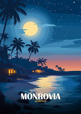 Monrovia, Liberia Beach at Night