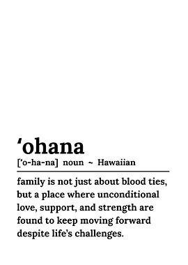 Ohana Definition Typography Art Print