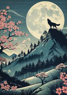 Wolf Moon Cherry Blossoms