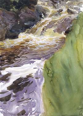 Watercolor River Landscape