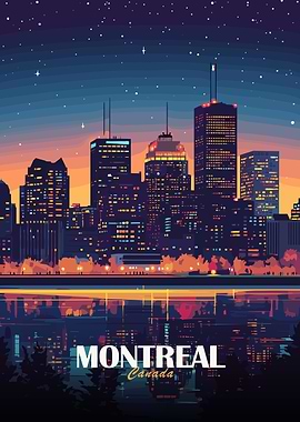 Montreal Canada Skyline at Night