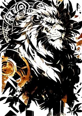 Lion Art Black and Gold