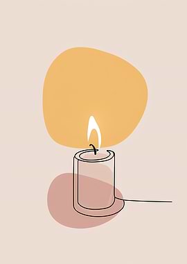 Minimalist Candle Line Art