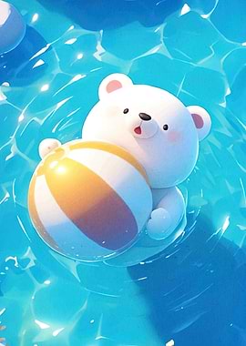 Cute Bear Beach Ball Water