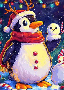 Christmas Penguin Snowman