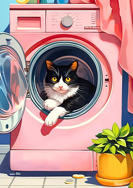 Cat in Washing Machine