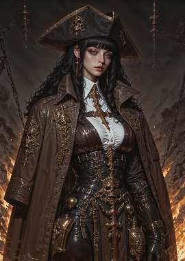 Gothic Pirate Captain: Enchanting Queen of the Dark Seas and Burning Shores