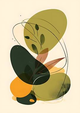 Abstract Botanical Art with Earth Tones