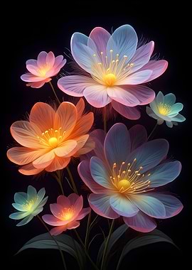 Luminescent Blossoms - Ethereal Fantasy Floral Wall Art
