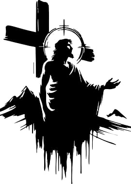 Jesus Christ Silhouette with Cross
