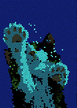 Cat Abstract Mosaic Coral Reef