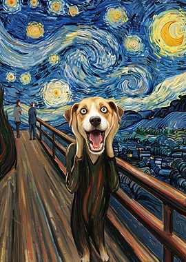 Dog Scream Starry Night Parody