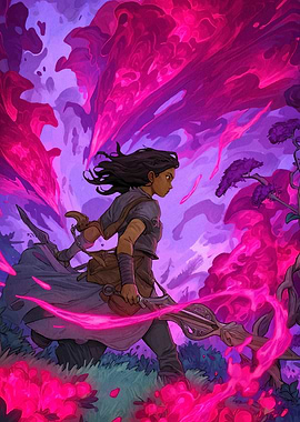 Fantasy Warrior in a Magical Landscape