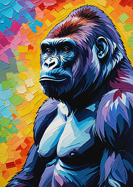 Colorful Gorilla Portrait