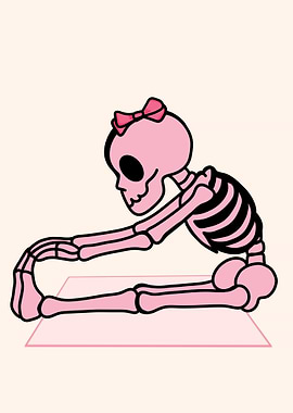 Pink Skeleton Yoga Pose with Bow