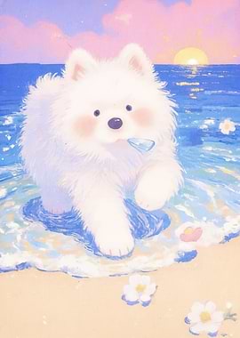 Cute Dog Beach Sunset