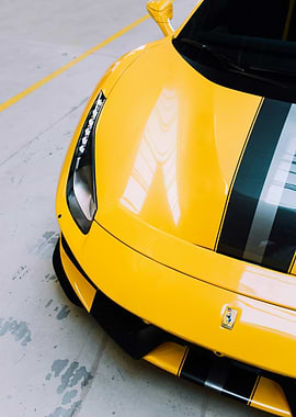 Yellow Ferrari 488 Pista Close-Up