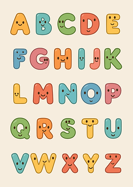 Cartoon Alphabet with Smiling Faces