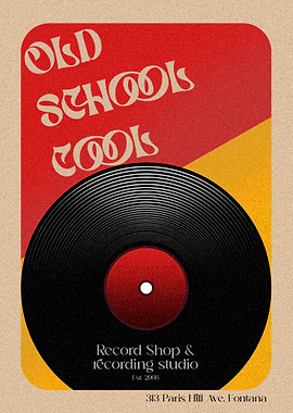 Old School Cools Record Shop Poster