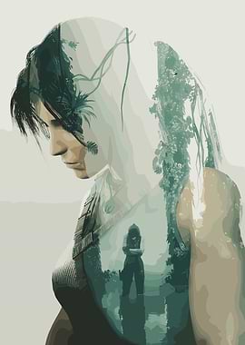 Lara Croft Double Exposure Portrait