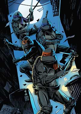 TMNT: Comic Night Alley Scene