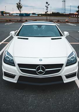 White Mercedes-Benz SLK Front View