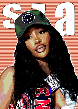 SZA Portrait with Graphic Background