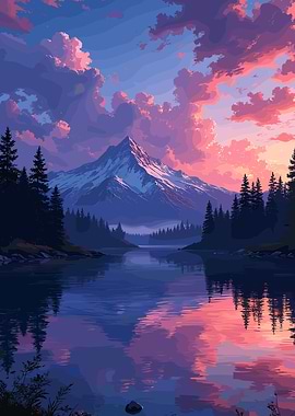 Mountain Lake Sunset