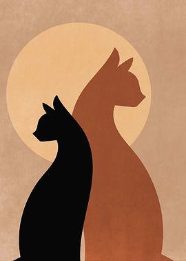 Minimalist Cats Silhouette Art