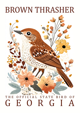 Brown Thrasher Georgia State Bird Art