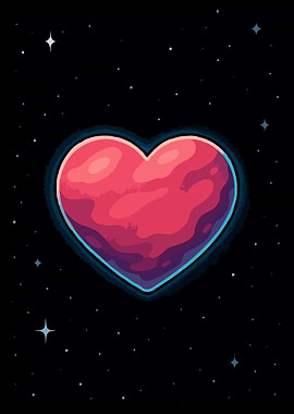 Heart Planet in Space Illustration art