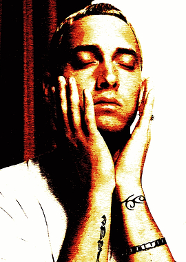 Eminem Portrait with Hands on Face