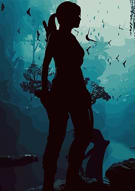 Lara Croft Silhouette in Jungle