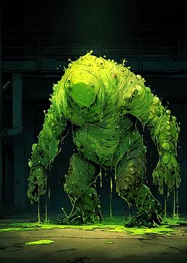 Slime Monster in Dark Environment