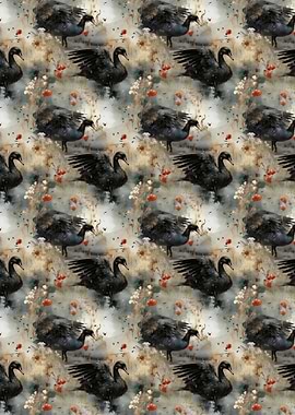 Black Swan Floral Pattern