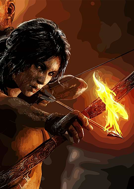 Lara Croft with Flaming Arrow