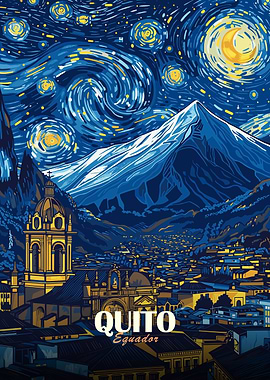 Quito, Ecuador: Starry Night Cityscape