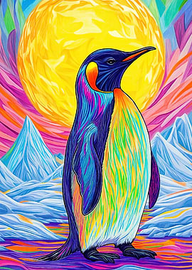 Colorful Penguin Landscape
